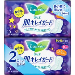 ロリエ肌キレイガード夜用羽つき10コ入×2   2P