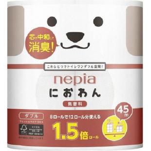 ネピア におわん消臭ロング トイレットロール 8ロールダブル45M 無香料 長尺トイレットペーパー
